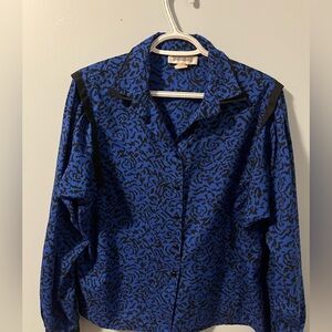 Worthington Blue and Black Blouse